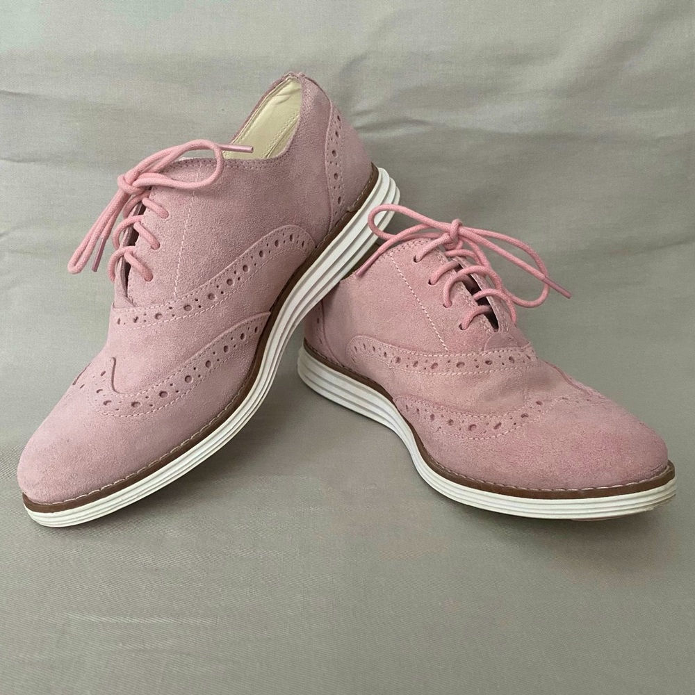 Cole Haan Pink Suede Wingtip Oxfords